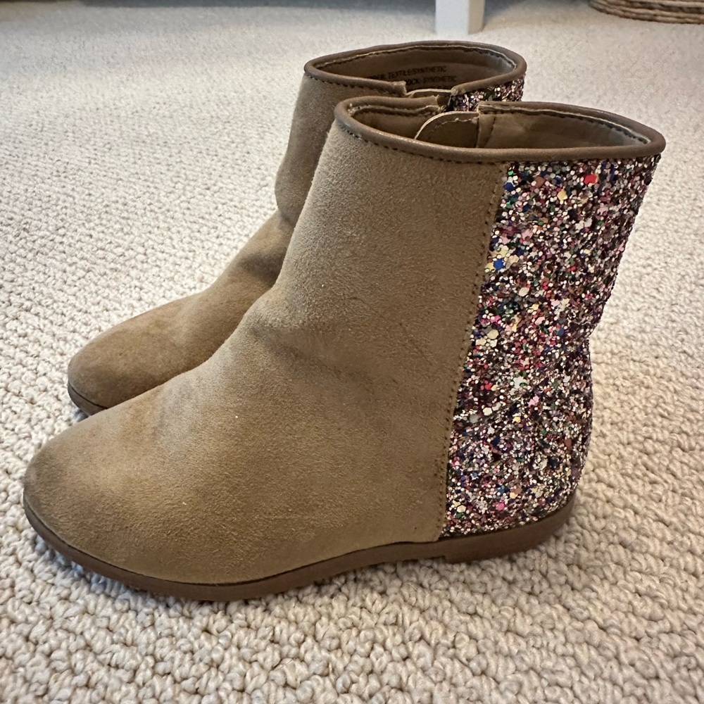 Crewcuts suede brown boots with sparkle back, size 10